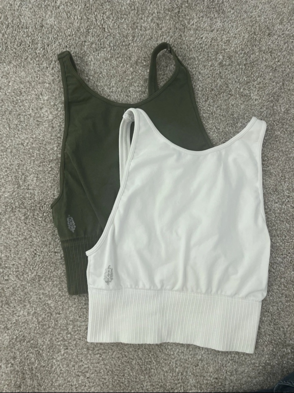 FP Movement by Free People Crop Tanks — Olive Green & White -small